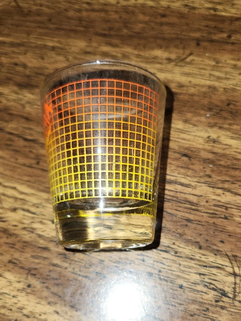 Vintage Oklahoma Orange & Yellow Grid Shot Glass